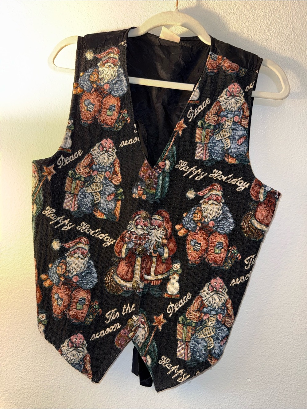 vintage 1990s Bobbie Brooks black holiday tapestry vest